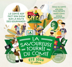 La Savoureuse tournée du Comté été 2026, 15e édition. De 10h à 18h. école du comté, ateliers pour enfants, rodéo comté, espace dégustation.